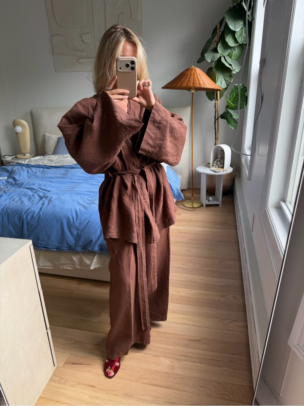 Deiji Studios Brown Linen Set Pants Size Small/Medium